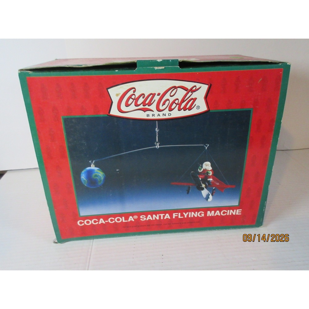Coca-Cola Santa Flying Machine Kurt Adler Holiday Hanging Mobile Display Boxed
